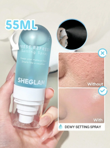 SHEGLAM بخاخ تثبيت المكياج المنعش والمرطب، بخاخ تثبيت المكياج طويل الأمد، التحكم في الزيوت، بخاخ تثبيت المكياج غير الدهني